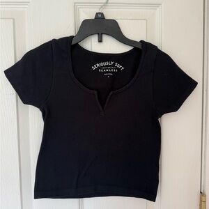 Aeropostale Black Cropped Fitted T-Shirt